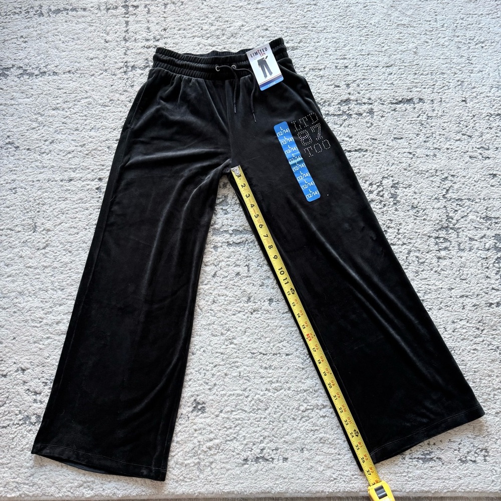 NWT-Girls Black Velour Lounge Pants w/ Pockets SZ L 12/14 - Picture 9 of 11